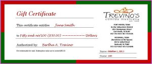 Mexican Restaurant Gift Certificate Template