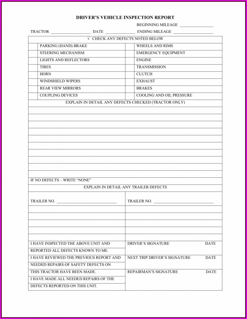 Michigan Dot Vehicle Inspection Form