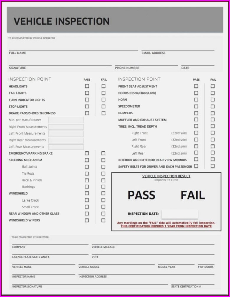 Michigan Vehicle Inspection Form