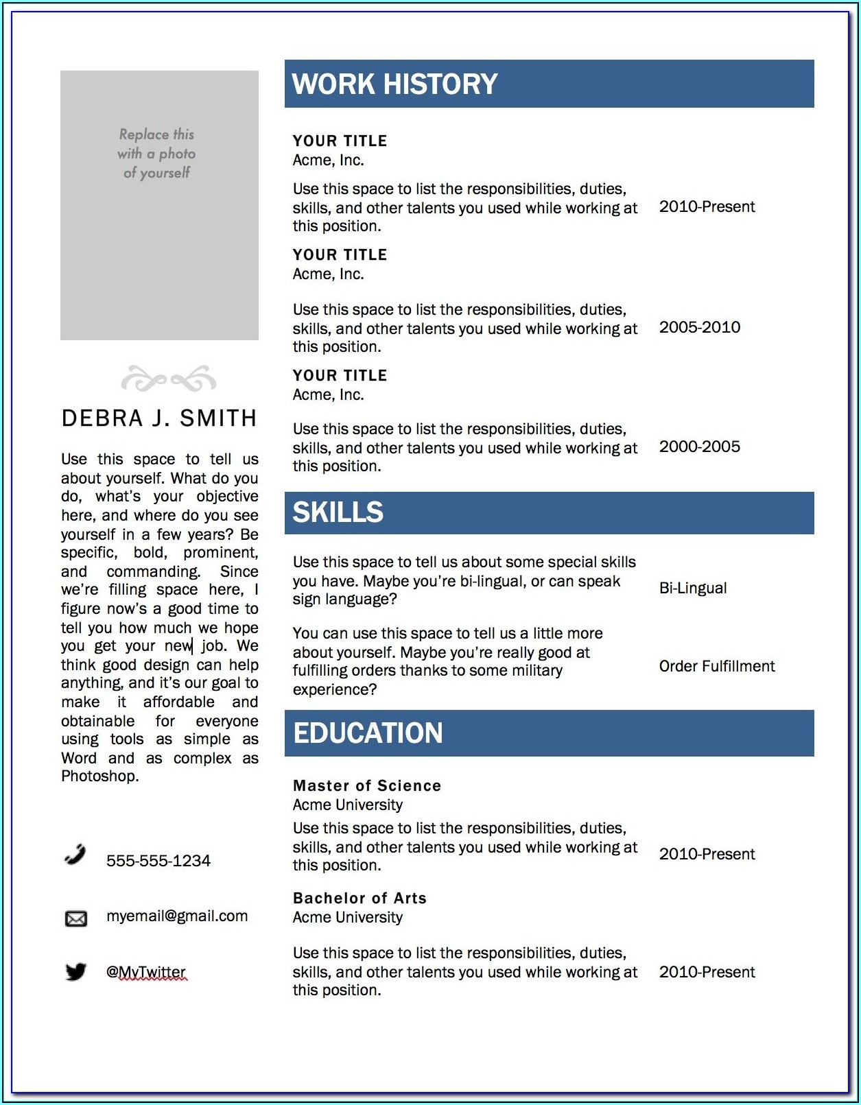 Microsoft Word 2007 Resume Templates Free Download