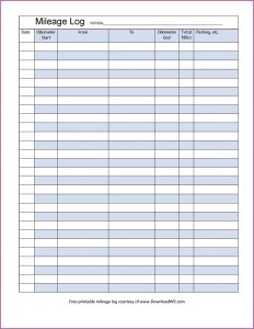 Mileage Log Book Template