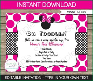 Minnie Mouse 1st Birthday Invitation Templates Free