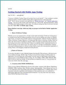 Mobile Application Testing Resume Sample