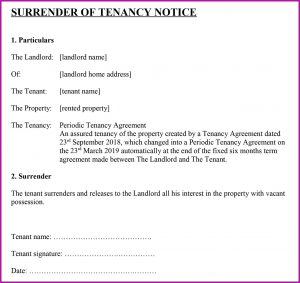 Notice To Terminate Tenancy Template Uk
