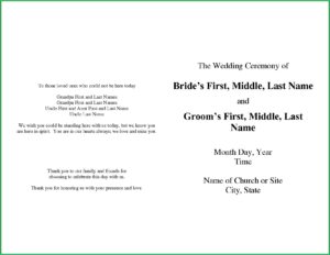 One Page Wedding Program Template Free