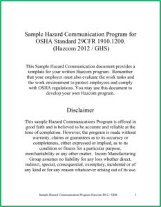 Osha Hazard Communication Program Template