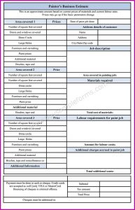 Painters Estimate Forms