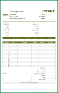 Personal Invoice Template Canada