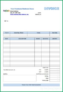 Personal Invoice Template Singapore