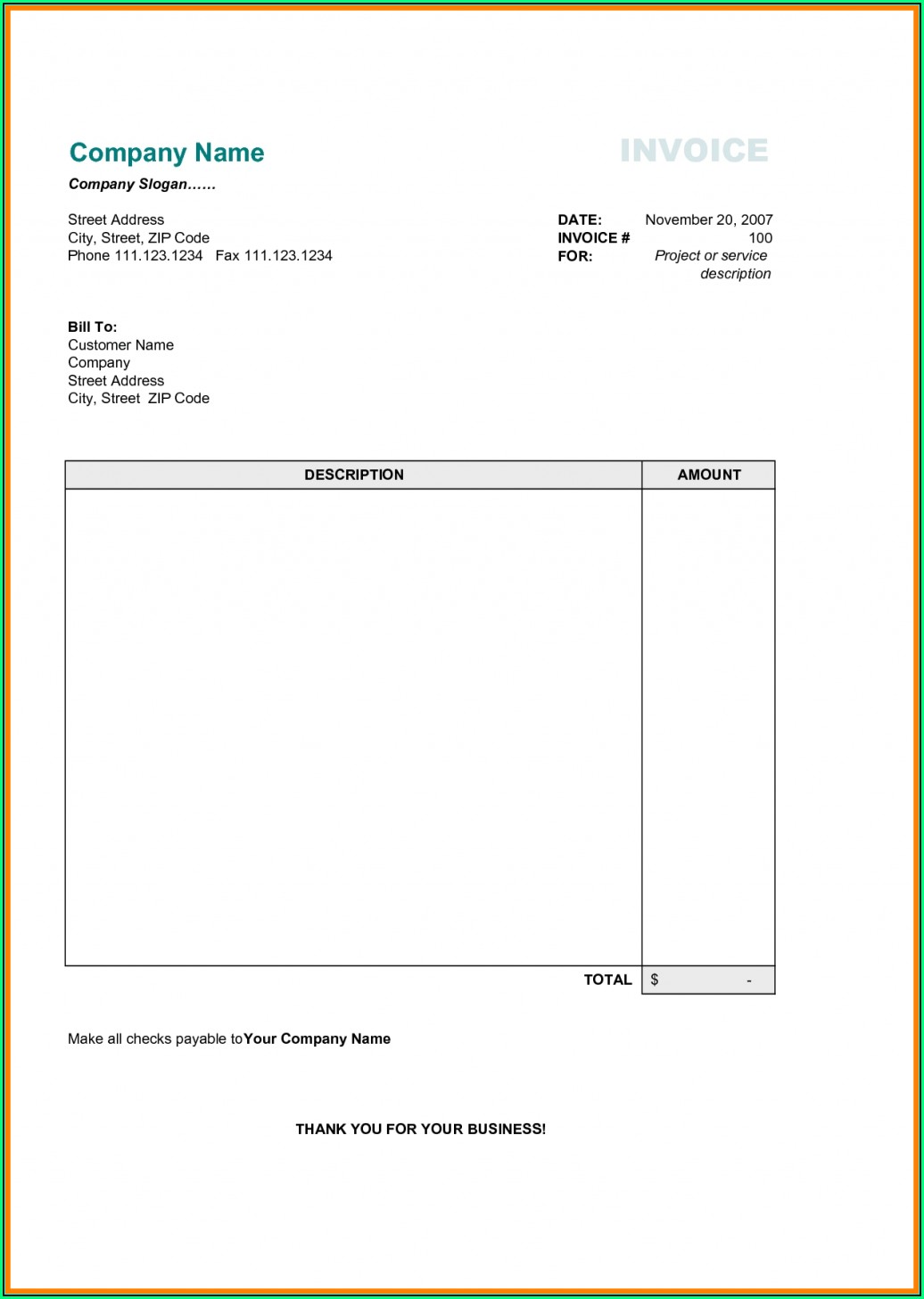 Personal Invoice Template Uk