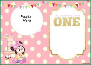 Pink And Gold Minnie Mouse Invitation Template Free Download