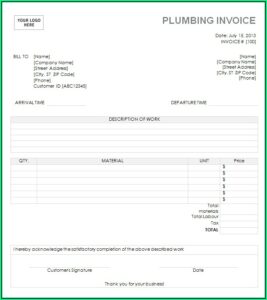 Plumbing Invoice Template Free