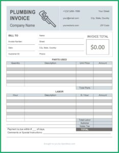 Plumbing Invoice Template Pdf