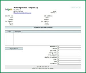 Plumbing Invoice Template Uk