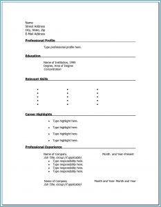 Printable Blank Resumes To Fill In