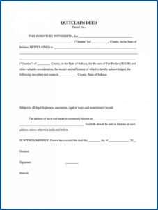 Printable Quick Claim Deed Form