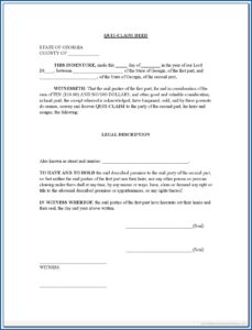 Printable Quit Claim Deed Form Florida
