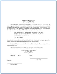 Printable Quit Claim Deed Form Free Illinois