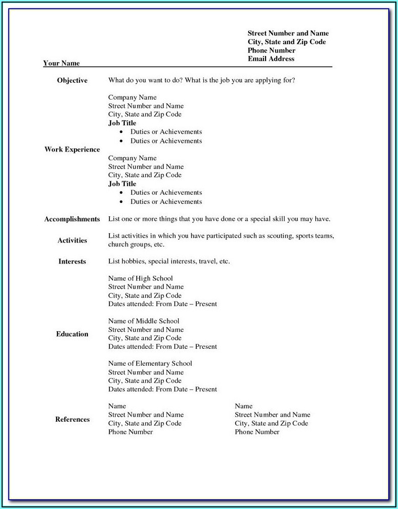 Printable Resume Forms Free