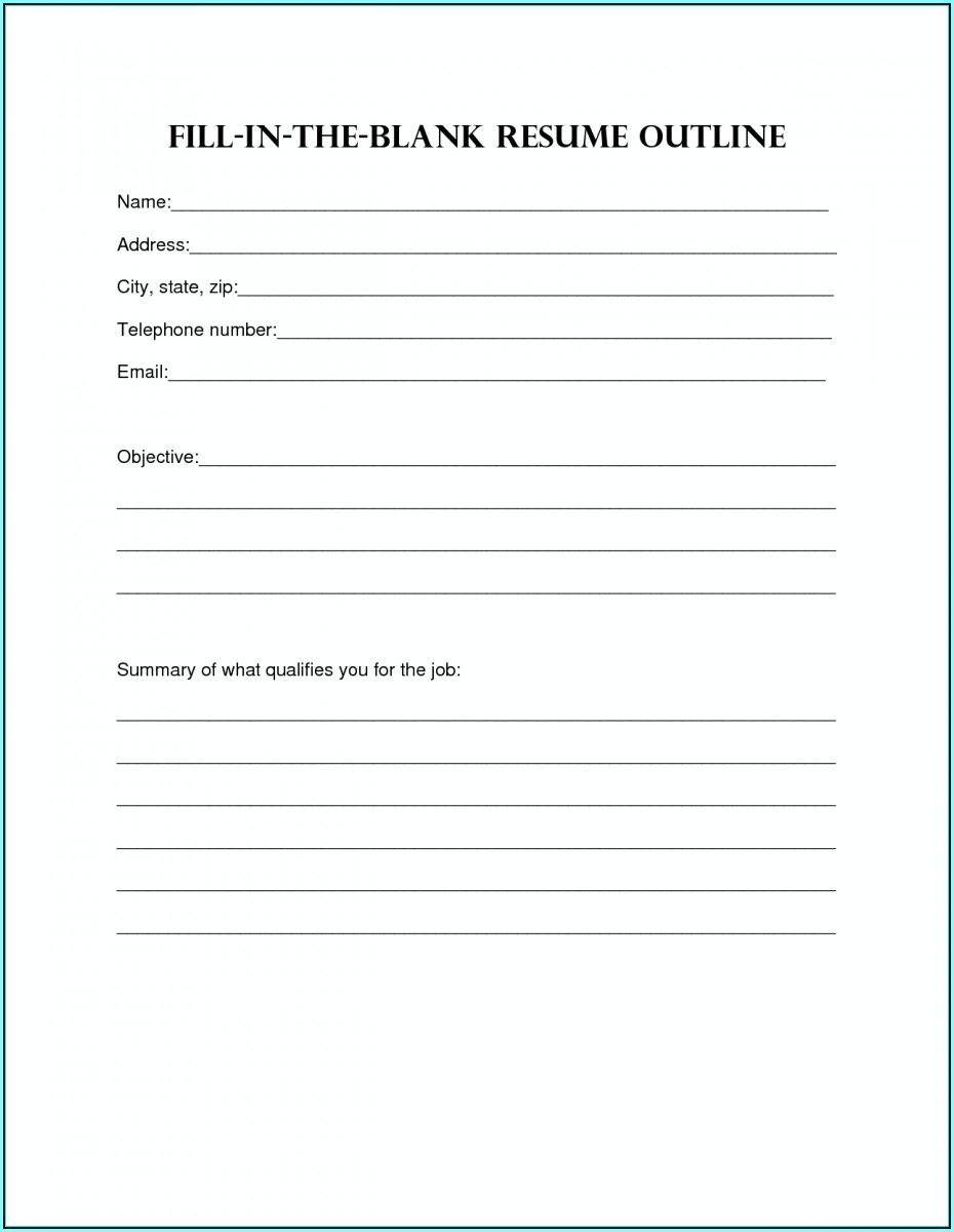 Printable Resume Forms