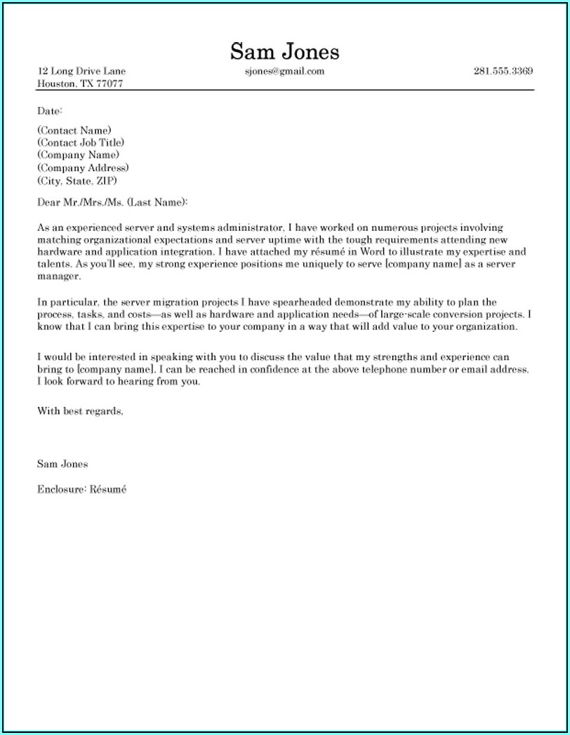 Professional Cover Letter For Resume Example