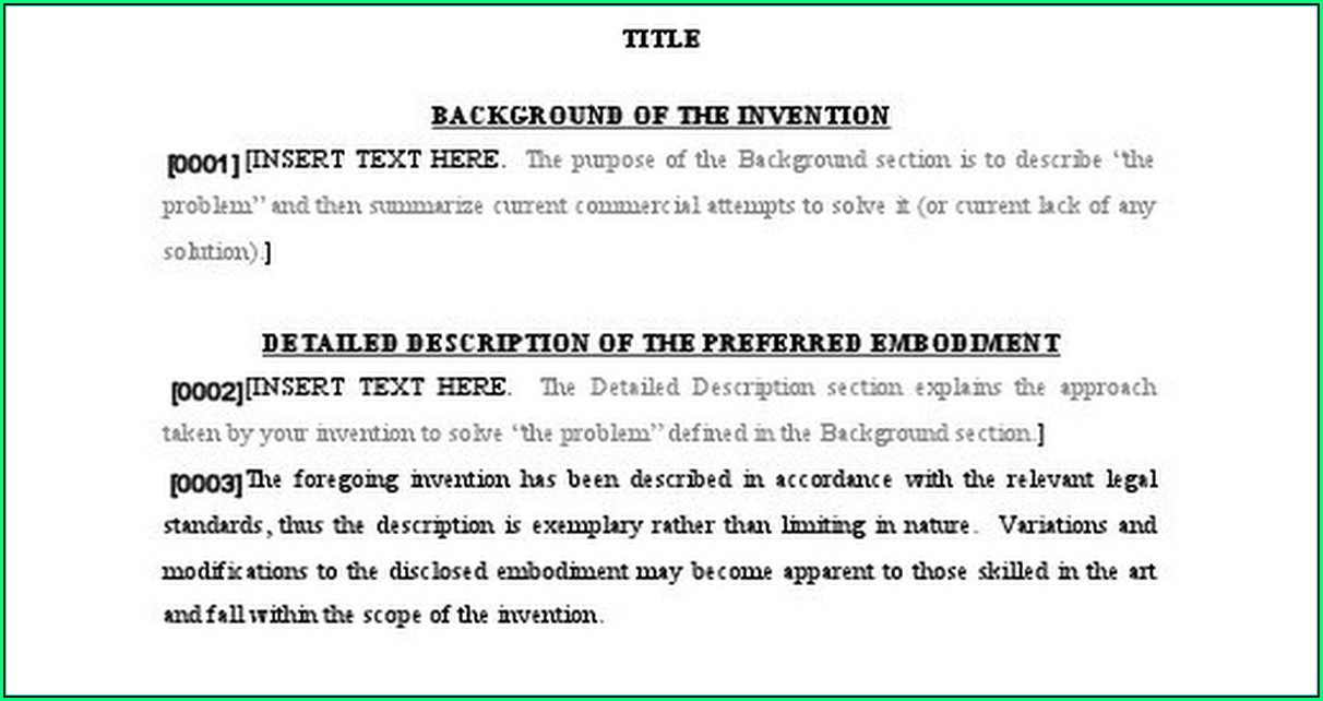 Provisional Patent Application Template Word