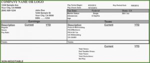 Quickbooks Payroll Stub Template