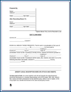 Quit Claim Deed Form Florida Sample