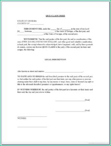 Quit Claim Deed Template Free