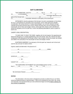 Quit Claim Deed Template Missouri