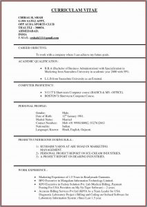 Ready Made Resume Format Pdf