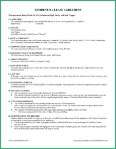 Rental Lease Agreement Template Free