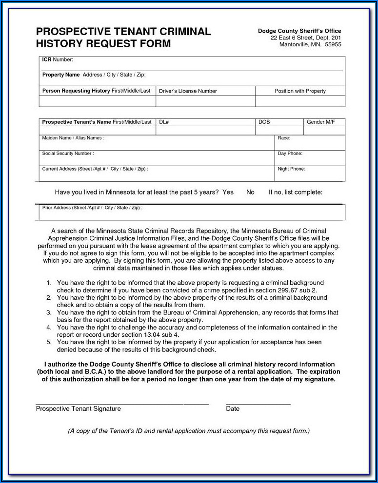 Renters Background Check Form