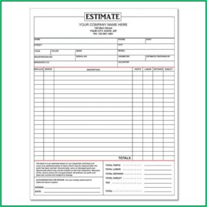 Repair Order Template Garage