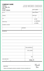 Repair Order Template Word