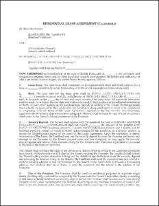 Residential Lease Forms California