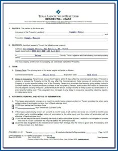 Residential Lease Forms Texas