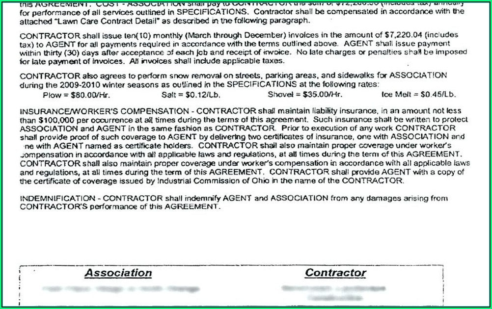 Residential Snow Removal Contract Template
