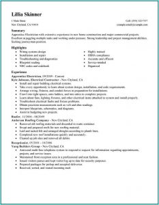 Resume Examples For Electricians Apprentice