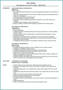 Resume Examples For Journeyman Electricians
