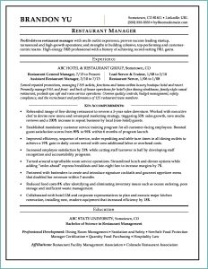 Resume Examples For Manager Of Restaurant