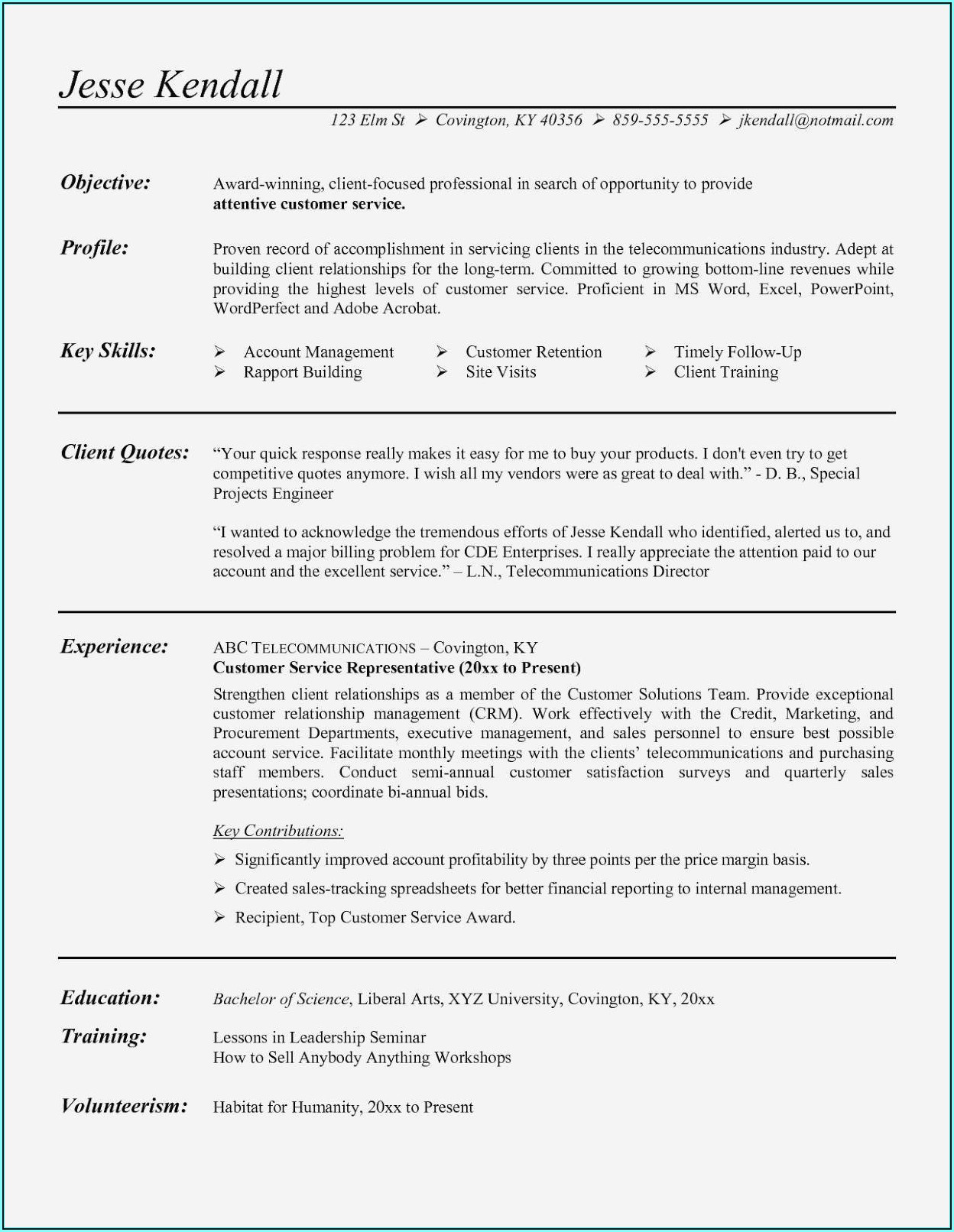 Resume Examples For Part Time Job