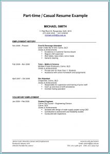 Resume Examples For Part Time Jobs