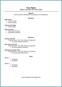 Resume For Outline