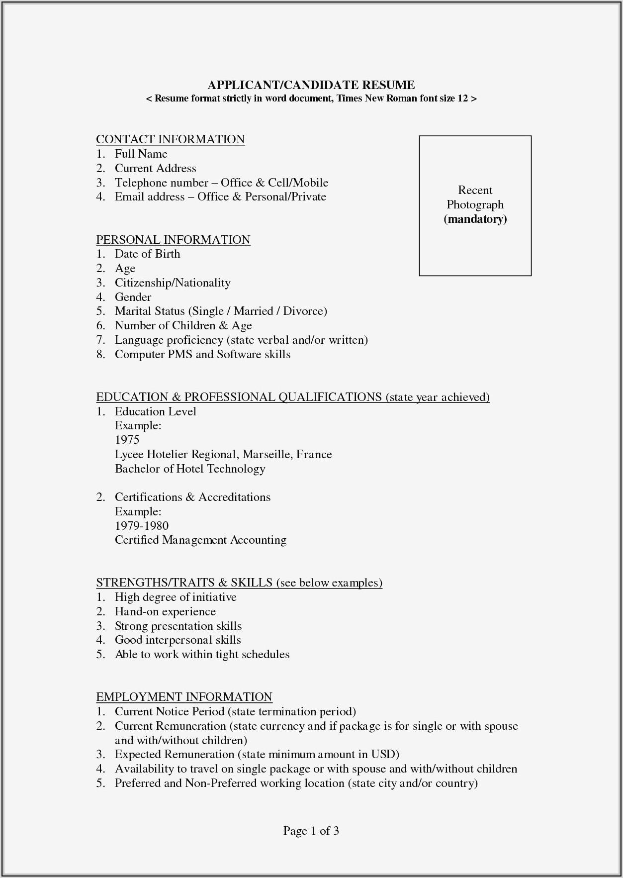 Resume Format Download In Ms Word In India