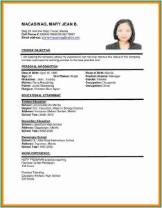 Resume Format Examples