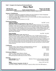 Resume Format Examples For Experienced