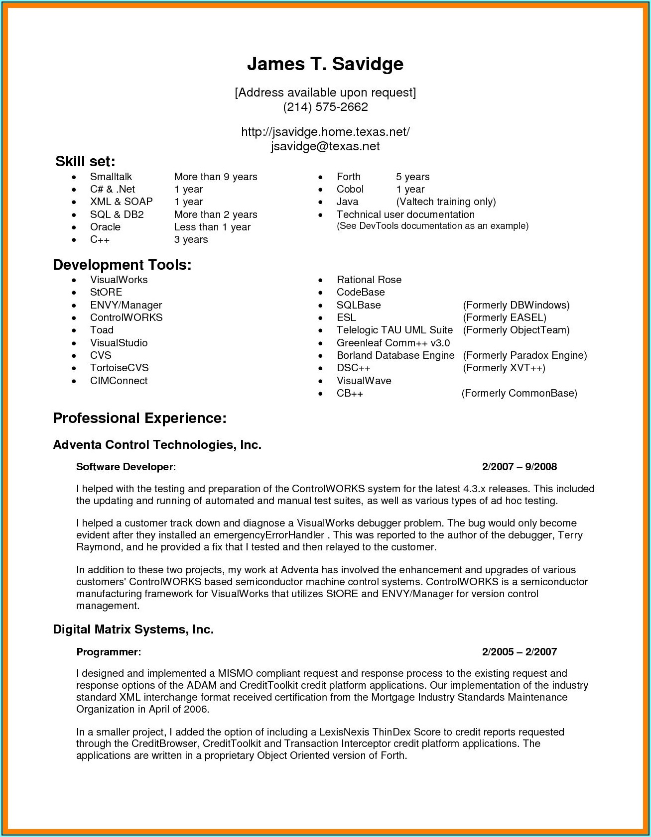 Resume Format For Experience Free Download