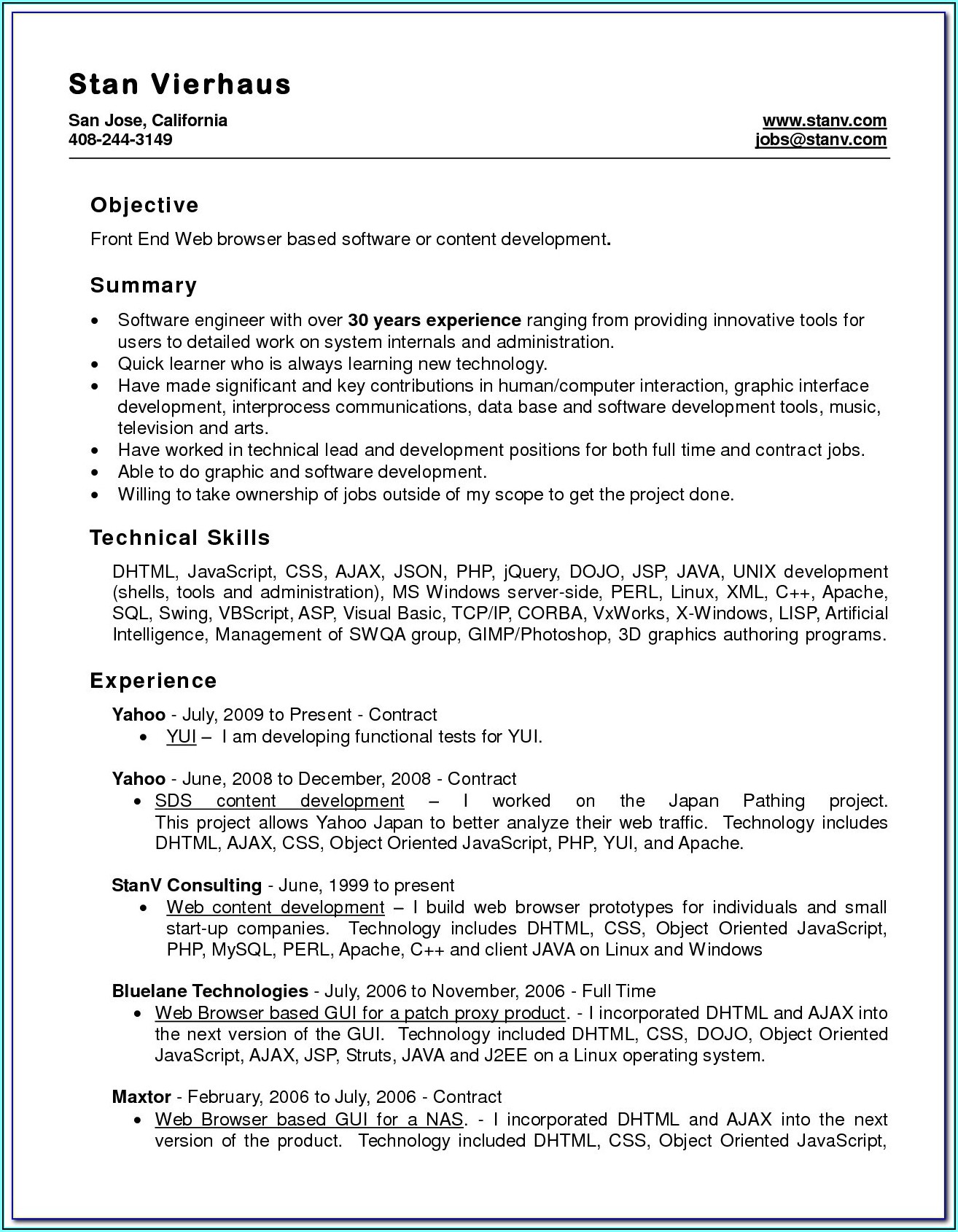 Resume Format For Hr Executive Experience