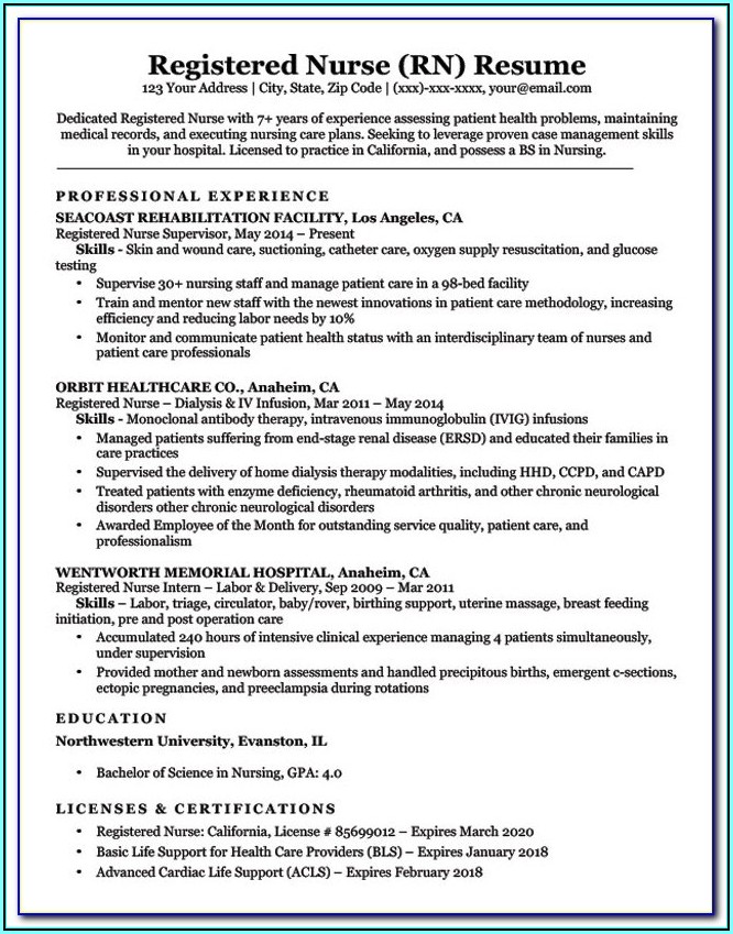 Resume Format For Nurses In Canada